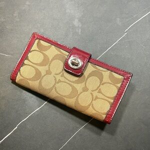 Coach Beige and Red Card Holder
